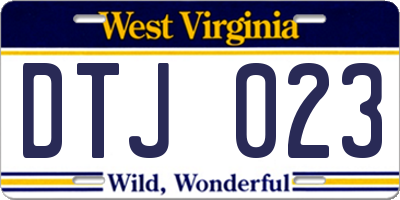 WV license plate DTJ023