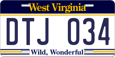 WV license plate DTJ034