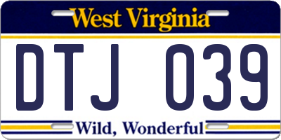 WV license plate DTJ039