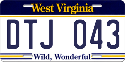 WV license plate DTJ043