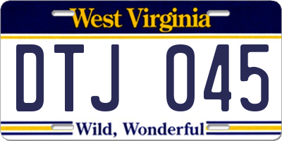 WV license plate DTJ045