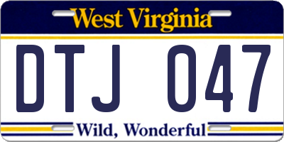 WV license plate DTJ047