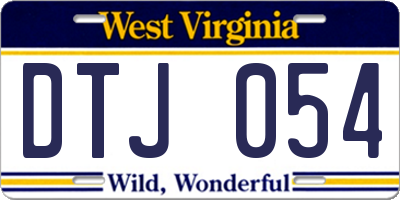 WV license plate DTJ054