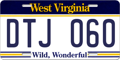 WV license plate DTJ060
