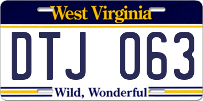 WV license plate DTJ063