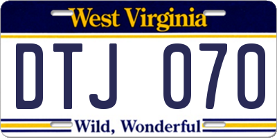 WV license plate DTJ070