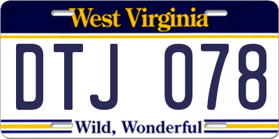 WV license plate DTJ078