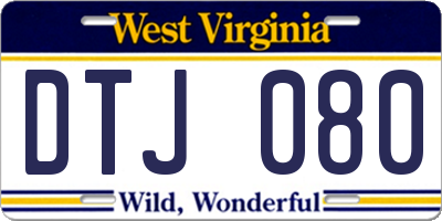 WV license plate DTJ080