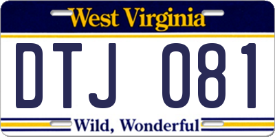 WV license plate DTJ081