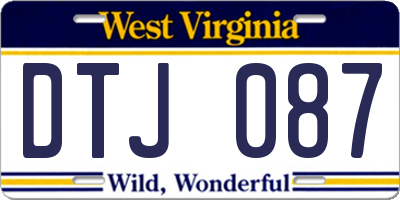 WV license plate DTJ087