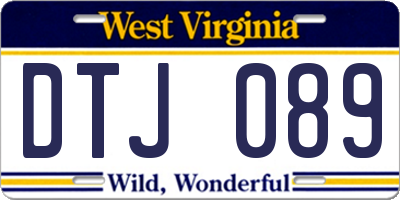 WV license plate DTJ089