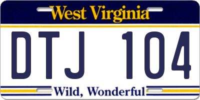 WV license plate DTJ104
