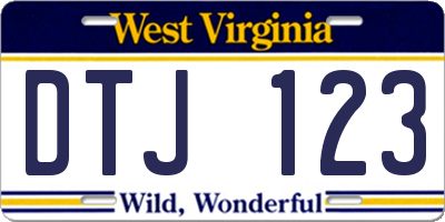 WV license plate DTJ123