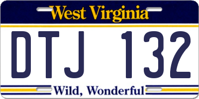 WV license plate DTJ132