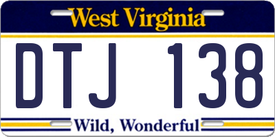 WV license plate DTJ138