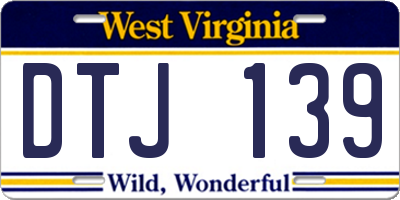 WV license plate DTJ139