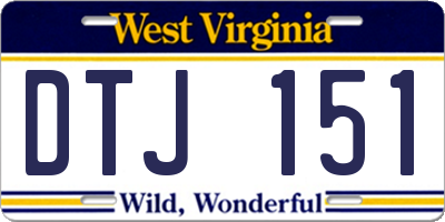 WV license plate DTJ151