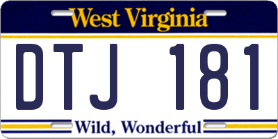 WV license plate DTJ181