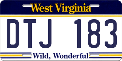WV license plate DTJ183