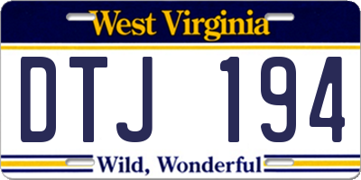 WV license plate DTJ194
