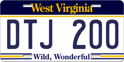 WV license plate DTJ200