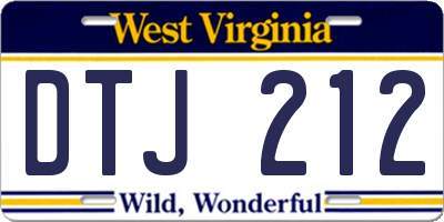WV license plate DTJ212
