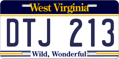 WV license plate DTJ213