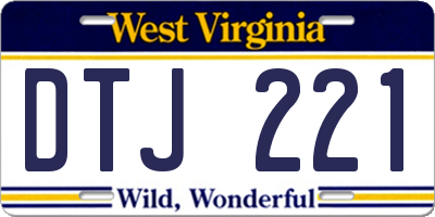 WV license plate DTJ221
