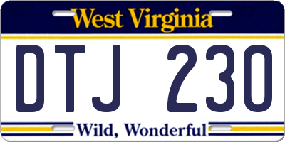 WV license plate DTJ230