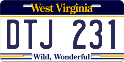 WV license plate DTJ231