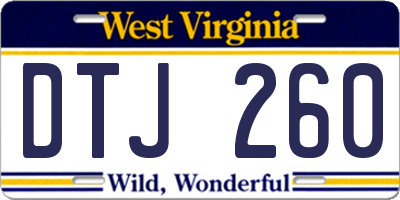 WV license plate DTJ260