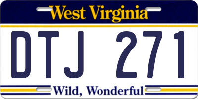 WV license plate DTJ271