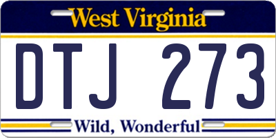 WV license plate DTJ273