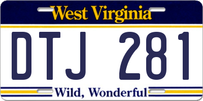 WV license plate DTJ281