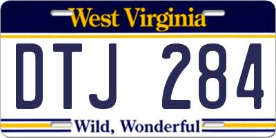 WV license plate DTJ284