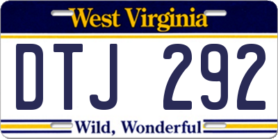 WV license plate DTJ292