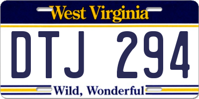 WV license plate DTJ294