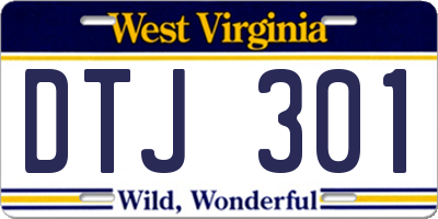WV license plate DTJ301