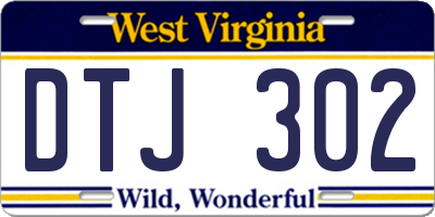WV license plate DTJ302
