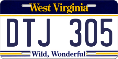 WV license plate DTJ305