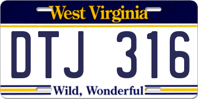 WV license plate DTJ316