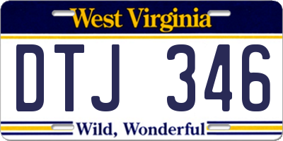 WV license plate DTJ346