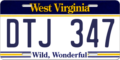 WV license plate DTJ347