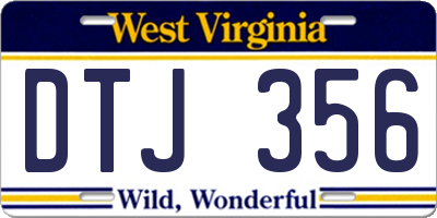 WV license plate DTJ356