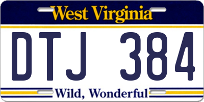 WV license plate DTJ384