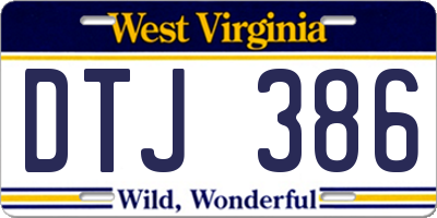 WV license plate DTJ386