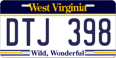 WV license plate DTJ398