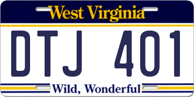 WV license plate DTJ401