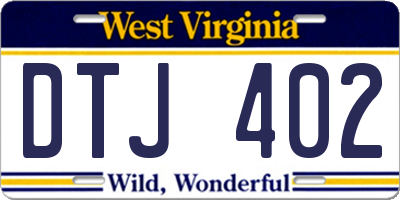 WV license plate DTJ402