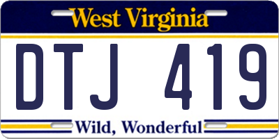 WV license plate DTJ419